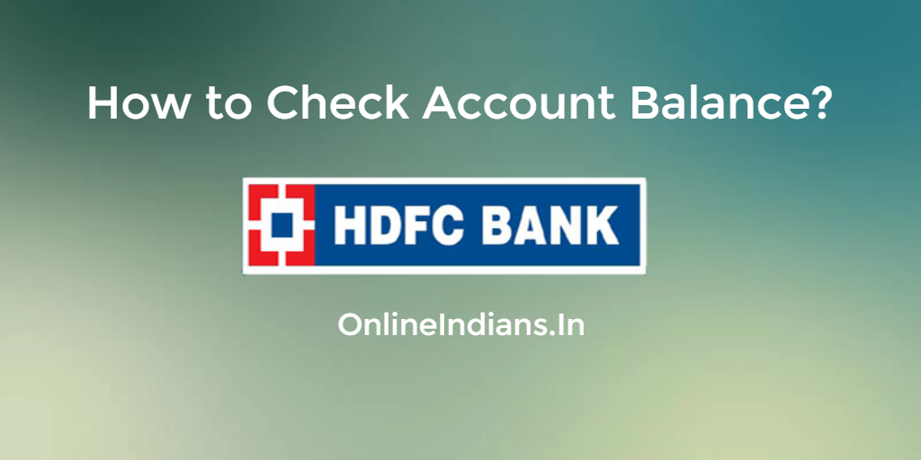 hdfc bank account number balance check