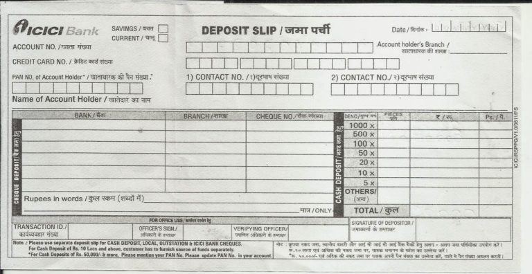 Bank Pay In Slip Meaning