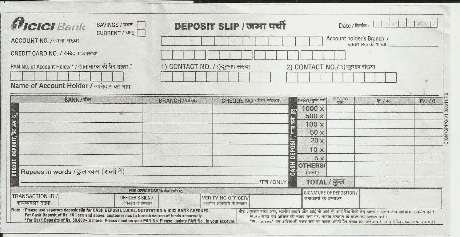 Pay In Slip Online Indians